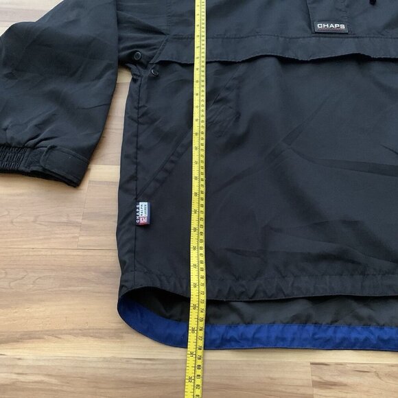 Chaps Ralph Lauren Anorak Jacket Men’s Large Black Hood Pouch Pullover - Picture 4 of 13
